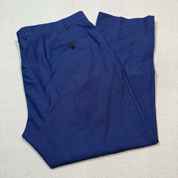 Lauren Ralph Lauren Wool Pants Slacks Men's Size 44x30 Blue Pleated Green Tag - Picture 1 of 7
